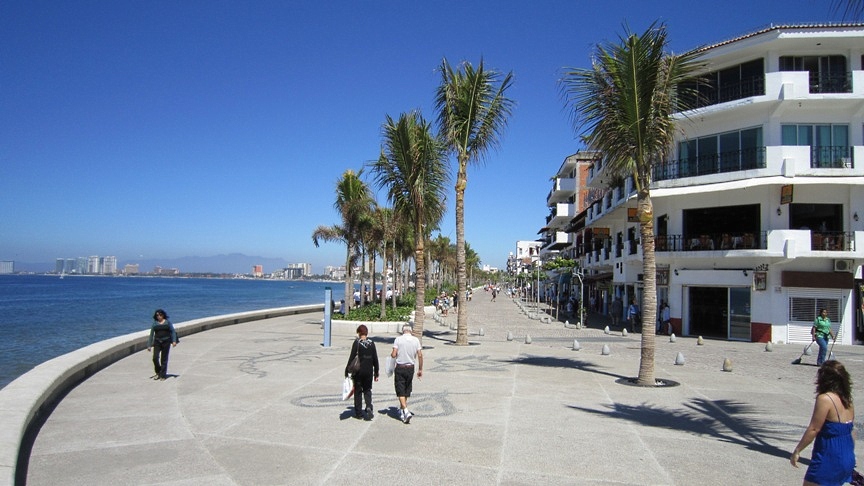 puerto vallarta new malecon looking north along Diaz Ordaz street